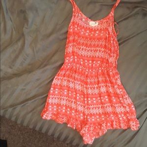 Orange Aztec printed romper